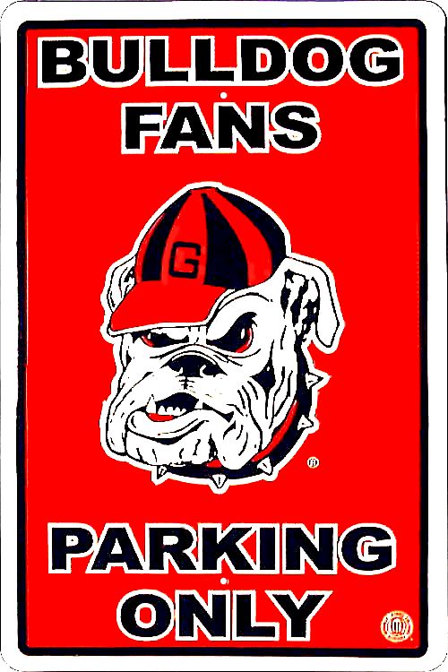 Signs 4 Fun Decorative Parking Sign | Georgia Bulldog Fans | 12 x 18 | Embossed Aluminum Sign | Made in the USA | SPCGB