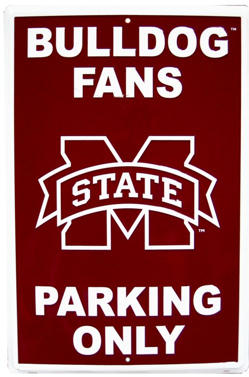 Signs 4 Fun Decorative Parking Sign | MS State Bulldog | 12 x 18 | Embossed Aluminum Sign | Made in the USA | SPCMSS