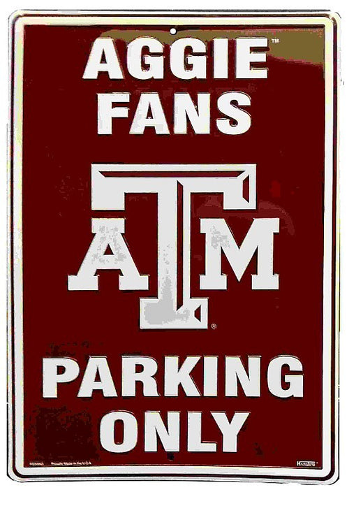 Signs 4 Fun Decorative Parking Sign | TX A&M Aggies Fans | 12 x 18 | Embossed Aluminum Sign | Made in the USA | SPCTAM