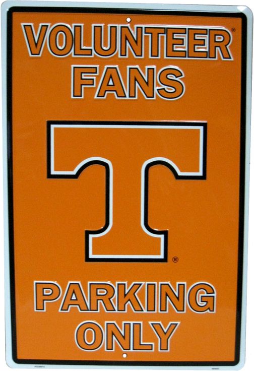 Signs 4 Fun Decorative Parking Sign | TN Univ. Volunteer Fans | 12 x 18 | Embossed Aluminum Sign | Made in the USA | SPCTV
