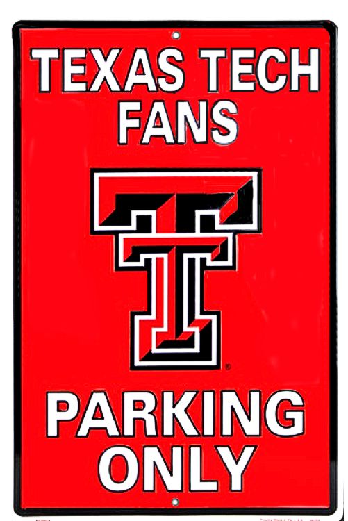 Signs 4 Fun Decorative Parking Sign | TX Tech | 12 x 18 | Embossed Aluminum Sign | Made in the USA | SPCTX2