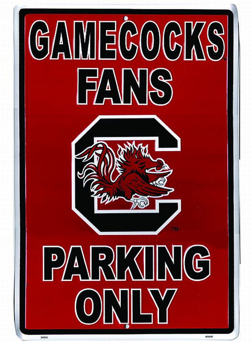 Signs 4 Fun Decorative Parking Sign | SC Univ. Gamecock | 12” x 18” | Embossed Aluminum Sign | Made in the USA | SPCUSC