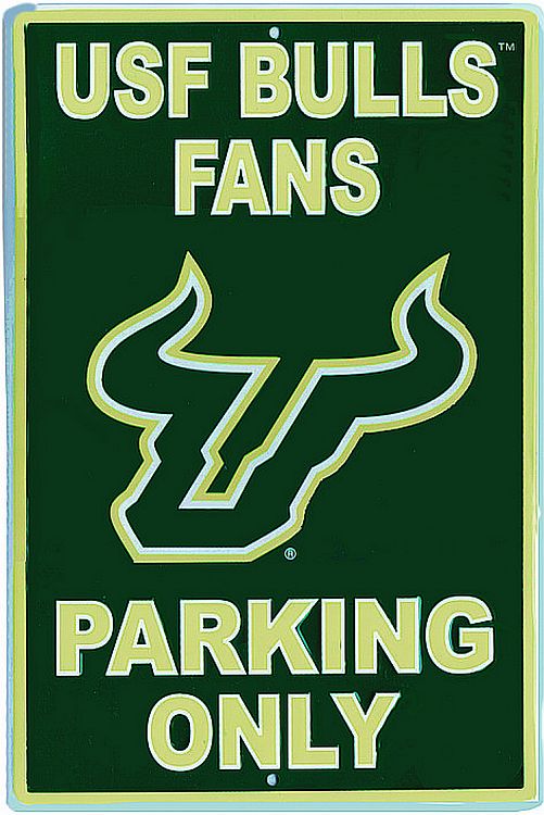 Signs 4 Fun Decorative Parking Sign | U of S FL Bulls Fans Only | 12 x 18 | Embossed Aluminum Sign | Made in the USA | SPCUSF
