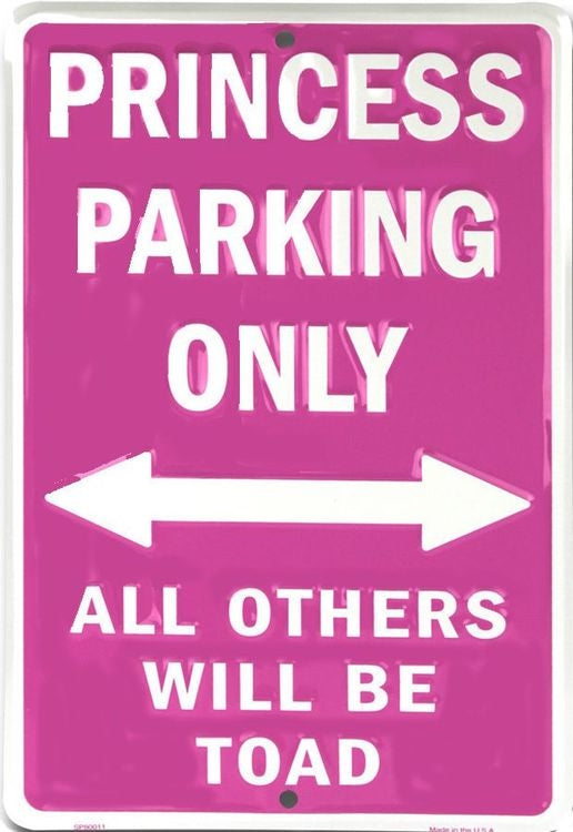 Signs 4 Fun Decorative Parking Sign | Princess Only | 12 x 18 | Embossed Aluminum Sign | Made in the USA | SPIP