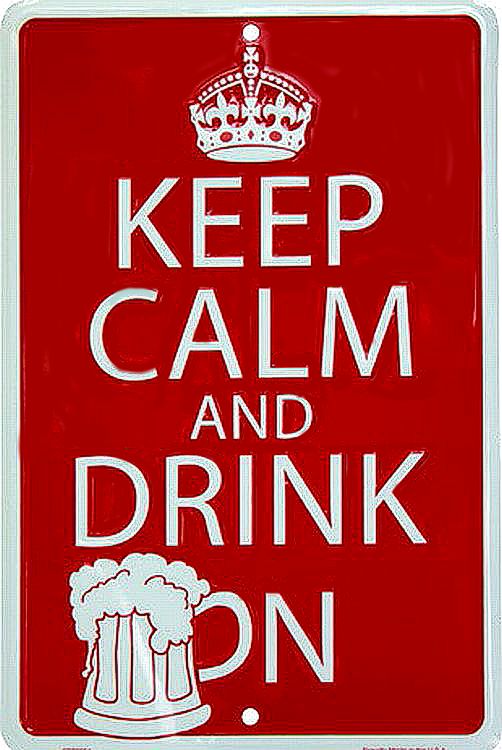 Signs 4 Fun Decorative Parking Sign | Keep Calm Drink | 8 x 12 | Embossed Aluminum Sign | Made in the USA | SPS80064