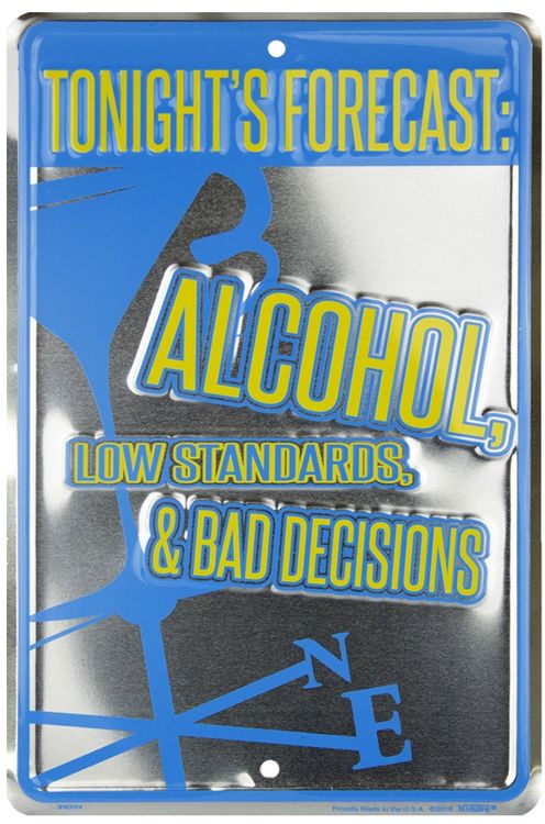 Signs 4 Fun Decorative Parking Sign | Forecast Tonight II | 8 x 12 | Embossed Aluminum Sign | Made in the USA | SPS80094