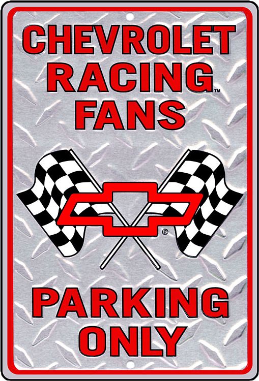 Signs 4 Fun Decorative Parking Sign | Chevy Racing | 8” x 12” | Embossed Aluminum Sign | Made in the USA | SPSAC