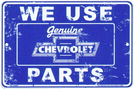 Signs 4 Fun Decorative Parking Sign | Chevy Parts | 8 x 12 | Embossed Aluminum Sign | Made in the USA | SPSACP