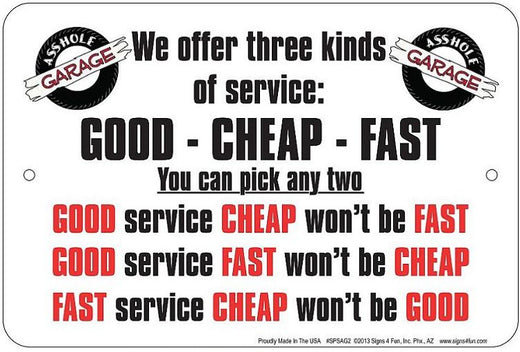 Signs 4 Fun Decorative Parking Sign | We Offer Service | 8 x 12 | Embossed Aluminum Sign | Made in the USA | SPSAG2