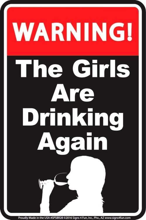 Signs 4 Fun Decorative Parking Sign | Girl's Drinking | 8 x 12 | Embossed Aluminum Sign | Made in the USA | SPSBR28