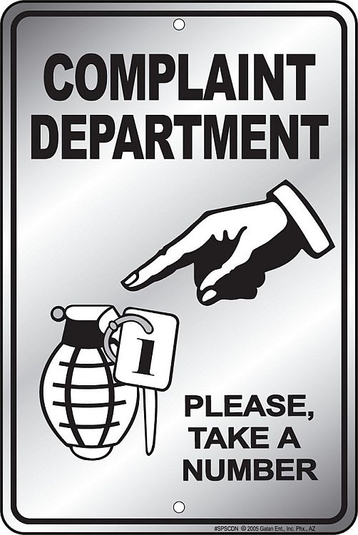 Signs 4 Fun Decorative Parking Sign | Complaint Department | 8 x 12 | Embossed Aluminum Sign | Made in the USA | SPSCDN