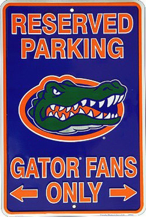 Signs 4 Fun Decorative Parking Sign | FL Gators Fan | 8 x 12 | Embossed Aluminum Sign | Made in the USA | SPSCFG