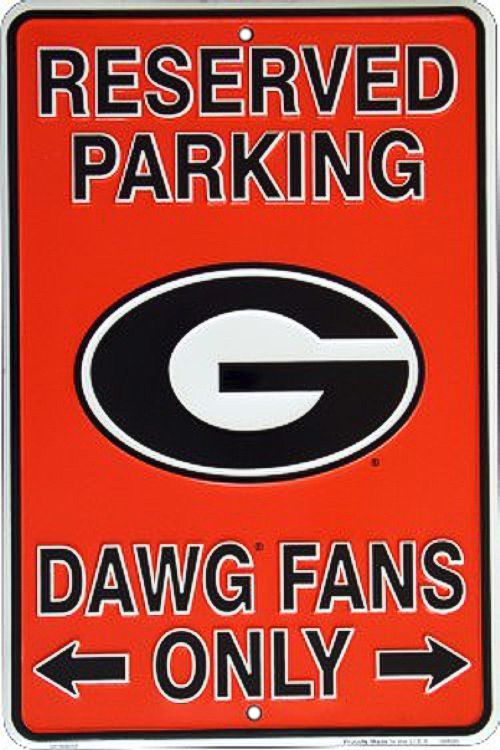 Signs 4 Fun Decorative Parking Sign | University of Georgia-Dawgs Fans | 8 x 12 | Embossed Aluminum Sign | Made in the USA | SPSCGB