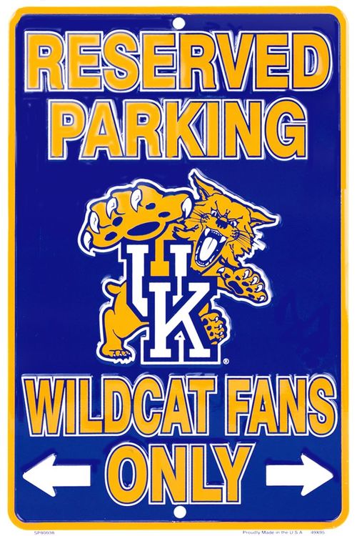 Signs 4 Fun Decorative Parking Sign | KY Univ Wildcat Fans | 8 x 12 | Embossed Aluminum Sign | Made in the USA | SPSCKW