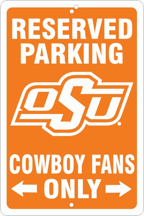 Signs 4 Fun Decorative Parking Sign | OK State Cowboy Fans | 8 x 12 | Embossed Aluminum Sign | Made in the USA | SPSCOS