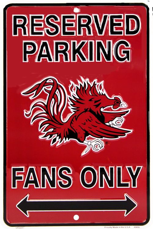 Signs 4 Fun Decorative Parking Sign | SC Univ. Gamecock Fans | 8 x 12 | Embossed Aluminum Sign | Made in the USA | SPSCSC