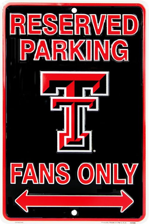 Signs 4 Fun Decorative Parking Sign | TX Tech Fans | 8 x 12 | Embossed Aluminum Sign | Made in The USA | SPSCTT