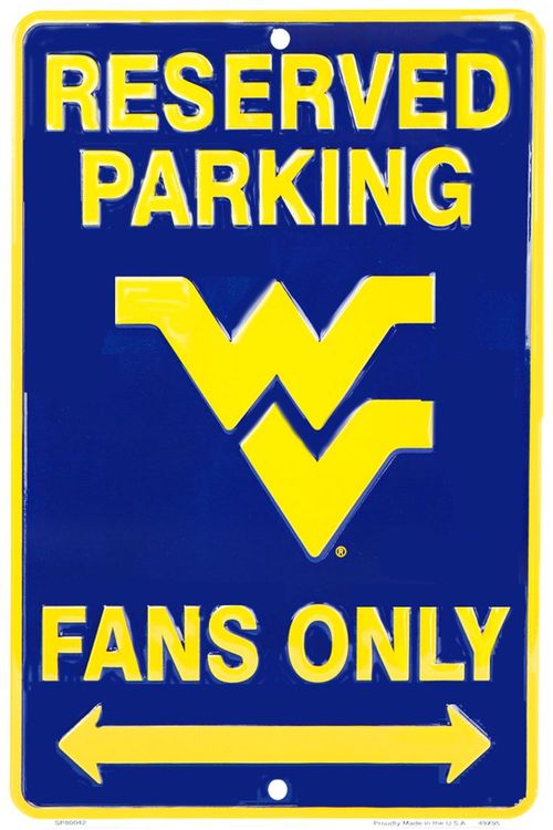 Signs 4 Fun Decorative Parking Sign | WV Univ. Mountaineer Fans | 8 x 12 | Embossed Aluminum Sign | Made in the USA | SPSCWV