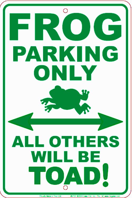 Signs 4 Fun Decorative Parking Sign | Frog | 8 x 12 | Embossed Aluminum Sign | Made in the USA | SPSF