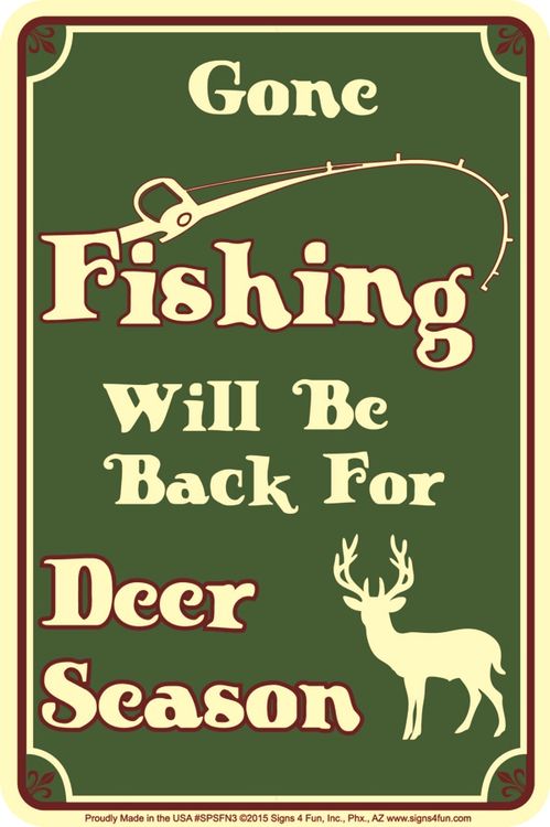 Signs 4 Fun Decorative Parking Sign | Gone Fishing | 8 x 12 | Embossed Aluminum Sign | Made in the USA | SPSFN3