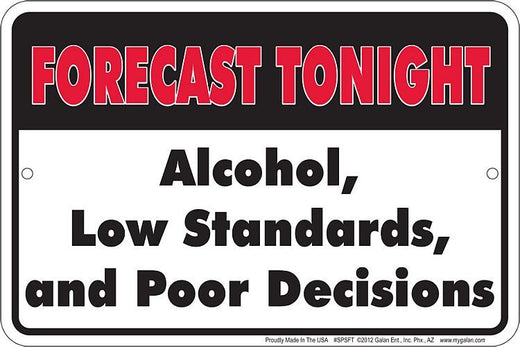 Signs 4 Fun Decorative Parking Sign | Tonights Forecast | 8 x 12 | Embossed Aluminum Sign | Made in the USA | SPSFT