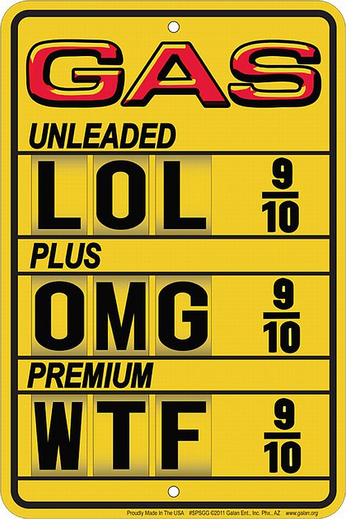 Signs 4 Fun Decorative Parking Sign | Gas LOL | 8 x 12 | Embossed Aluminum Sign | Made in the USA | SPSGG
