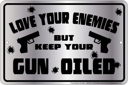 Signs 4 Fun Decorative Parking Sign | Gun Oiled | 8 x 12 | Embossed Aluminum Sign | Made in the USA | SPSGUR