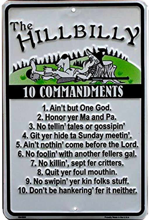 Signs 4 Fun Decorative Parking Sign | Hillbilly 10 Commandments