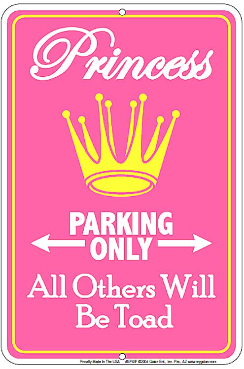 Signs 4 Fun Decorative Parking Sign | Princess Only W/Crown | 8 x 12 | Embossed Aluminum Sign | Made in the USA | SPSIP