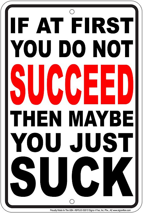 Signs 4 Fun Decorative Parking Sign | If You Don't Succeed | 8 x 12 | Embossed Aluminum Sign | Made in the USA | SPSJS