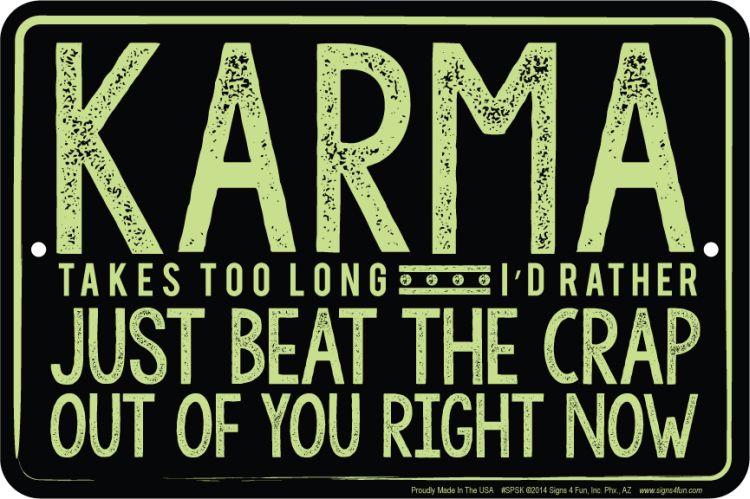 Signs 4 Fun Decorative Parking Sign | Karma | 8 x 12 | Embossed Aluminum Sign | Made in the USA | SPSK