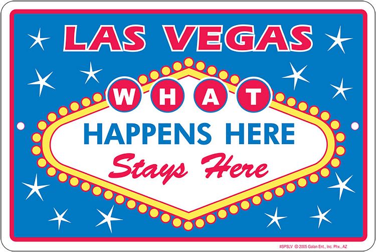 Signs 4 Fun Decorative Parking Sign | Las Vegas What Happens | 8” x 12” | Embossed Aluminum Sign | Made in the USA | SPSLV