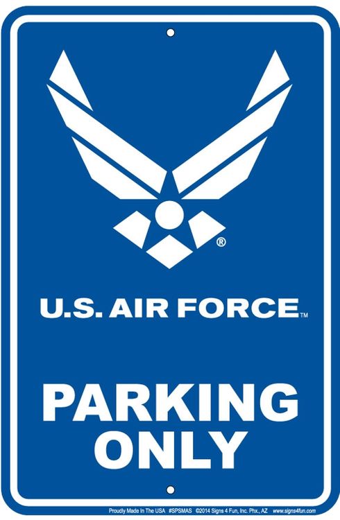 Signs 4 Fun Decorative Parking Sign | Air Force | 8 x 12 | Embossed Aluminum Sign | Made in the USA | SPSMAP