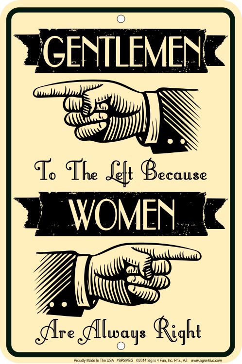 Signs 4 Fun Decorative Parking Sign | Gentlemen Left | 8 x 12 | Embossed Aluminum Sign | Made in the USA | SPSMBG