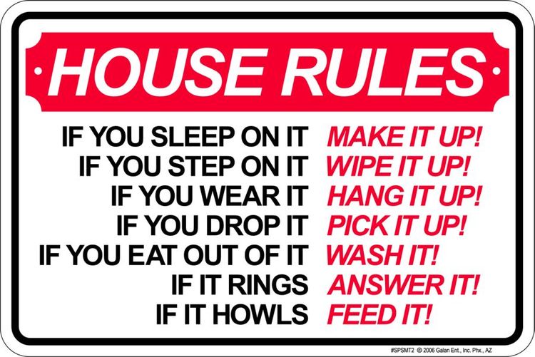 Signs 4 Fun Decorative Parking Sign | House Rules | 8 x 12 | Embossed Aluminum Sign | Made in the USA | SPSMT2