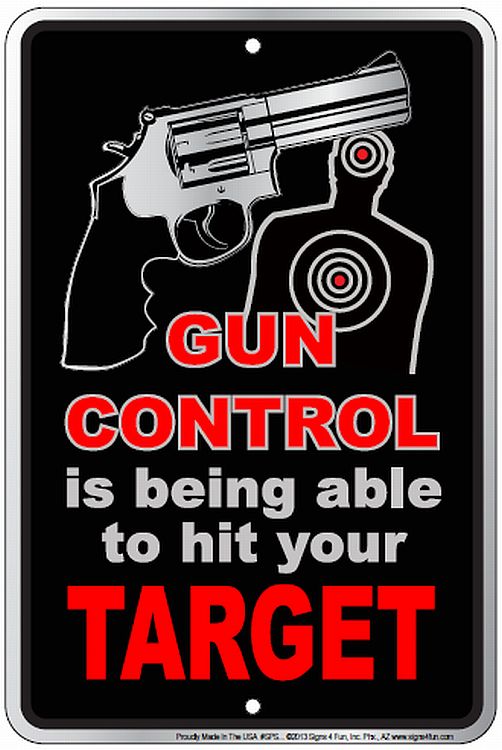 Signs 4 Fun Decorative Parking Sign | Gun Control | 8 x 12 | Embossed Aluminum Sign | Made in the USA | SPSPG4
