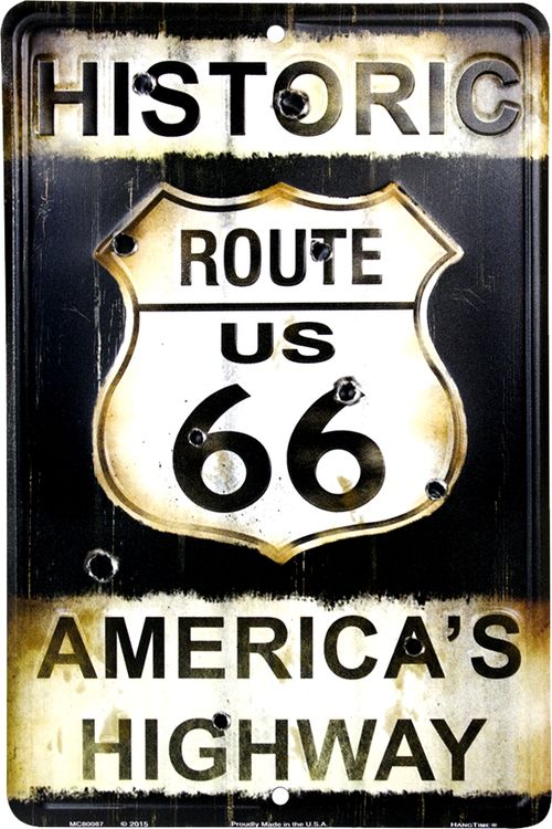 Signs 4 Fun Decorative Parking Sign | Route 66 America's HWY | 8 x 12 | Embossed Aluminum Sign | Made in the USA | SPSR6AH