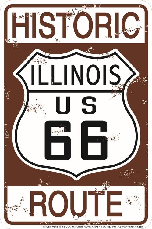 Signs 4 Fun Decorative Parking Sign | 66 Historic Illinois | 8 x 12 | Embossed Aluminum Sign | Made in the USA | SPSR6HI