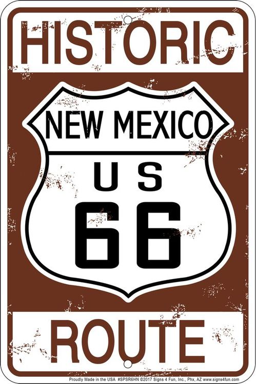Signs 4 Fun Decorative Parking Sign | 66 Historic New Mexico | 8 x 12 | Embossed Aluminum Sign | Made in the USA | SPSR6HN