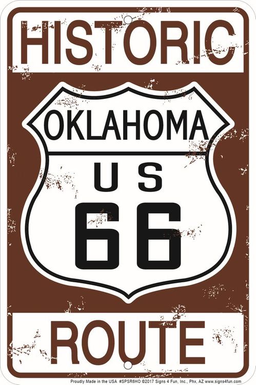Signs 4 Fun Decorative Parking Sign | 66 Historic Oklahoma | 8” x 12” | Embossed Aluminum Sign | Made in the USA | SPSR6HO
