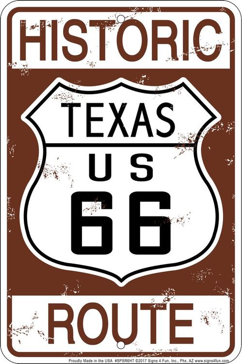 Signs 4 Fun Decorative Parking Sign | 66 Historic Texas | 8 x 12 | Embossed Aluminum Sign | Made in the USA | SPSR6HT
