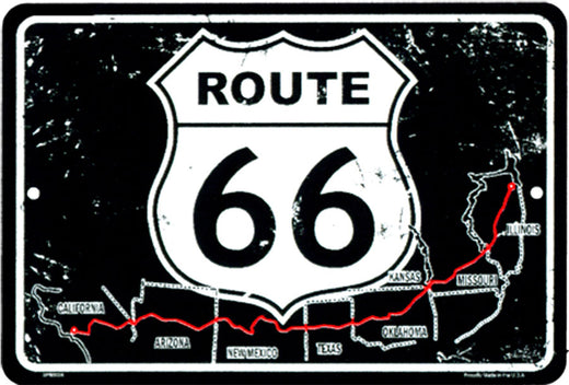 Signs 4 Fun Decorative Parking Sign | 66 Map & Shield H | 8 x 12 | Embossed Aluminum Sign | Made in the USA | SPSR6M