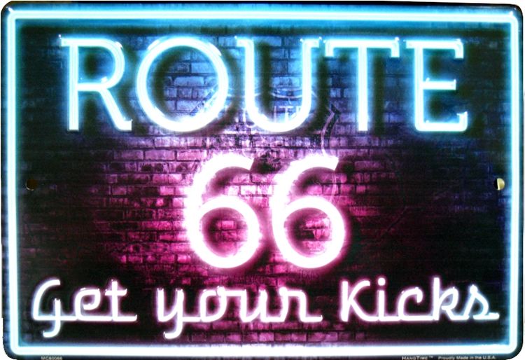Signs 4 Fun Decorative Parking Sign | 66 Neon | 8 x 12 | Embossed Aluminum Sign | Made in the USA | SPSR6N