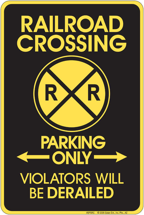 Signs 4 Fun Decorative Parking Sign | RR Crossing | 8 x 12 | Embossed Aluminum Sign | Made in the USA | SPSRC