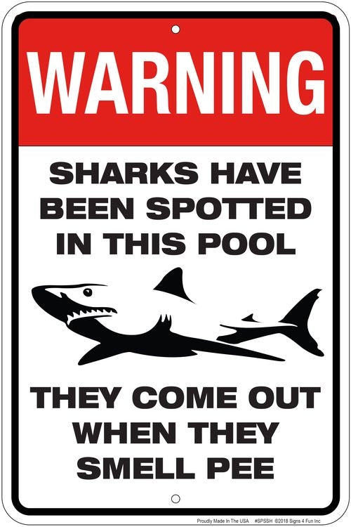Signs 4 Fun Decorative Parking Sign | Sharks Spotted | 8 x 12 | Embossed Aluminum Sign | Made in the USA | SPSSH
