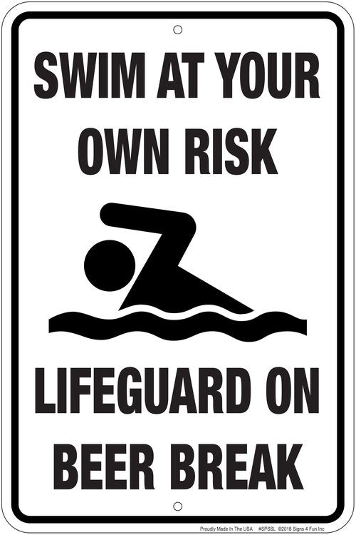 Signs 4 Fun SPSSL Lifeguard on Break Sm. Parking Sign, Black