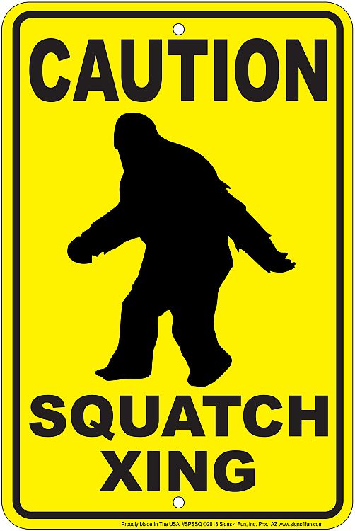 Signs 4 Fun Decorative Parking Sign | Squatch Xing | 8 x 12 | Embossed Aluminum Sign | Made in the USA | SPSSQ
