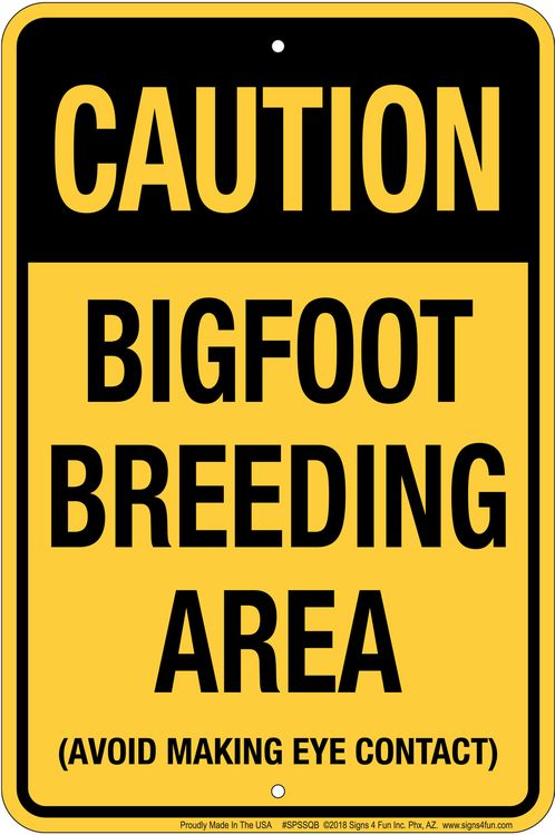 Signs 4 Fun Decorative Parking Sign | Bigfoot Breeding | 8 x 12 | Embossed Aluminum Sign | Made in the USA | SPSSQB