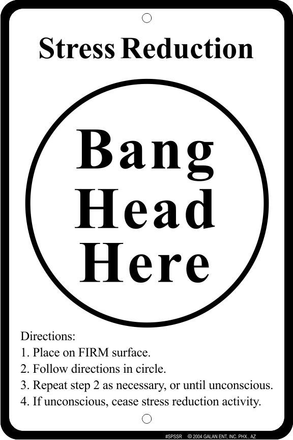 Signs 4 Fun Decorative Parking Sign | Bang Head Here | 8” x 12” | Embossed Aluminum Sign | Made in the USA | SPSSR
