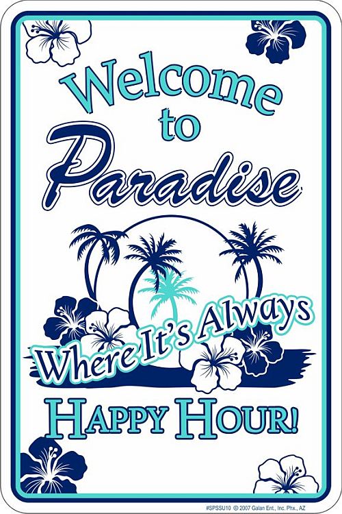Signs 4 Fun Decorative Parking Sign | Welcome to Paradise | 8 x 12 | Embossed Aluminum Sign | Made in the USA | SPSSU10